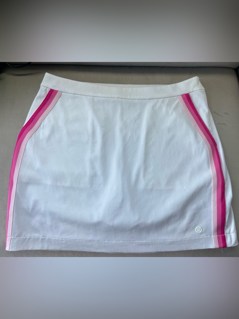 G/FORE White Skirt with Pink Stripe Trim - Women's golf Skort